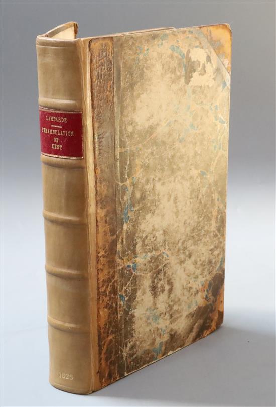 Lambard, William - A Perambulation of Kent, 8vo, with portrait and 1 map, rebacked half calf, title page signed